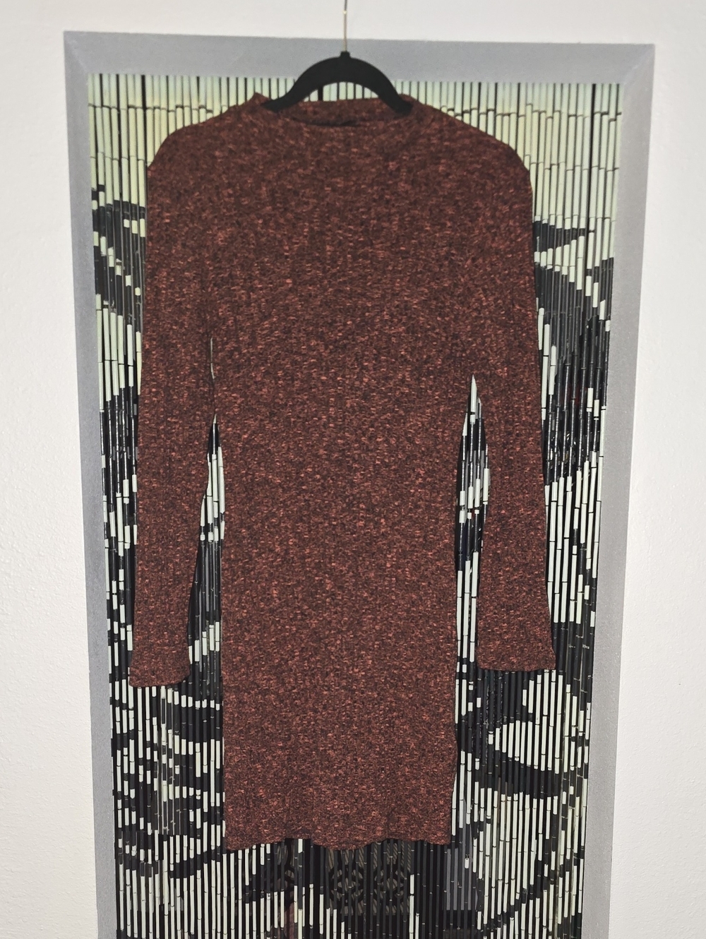 Cotton On Long-Sleeve Heathered Rust Bodycon Dress Size M